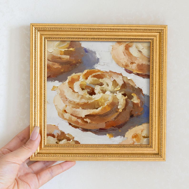 Mini Cookie Still Life Oil Painting: Sweet Biscuit Dessert Kitchen Decor