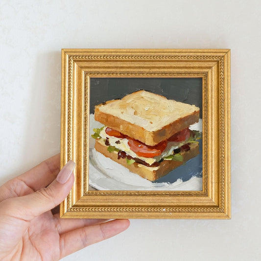 Small Sandwich Oil Painting: French Kitchen Still Life Wall Art