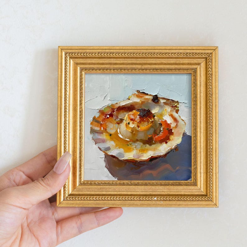 Scallop Still Life Oil Painting: French Kitchen Wall Art