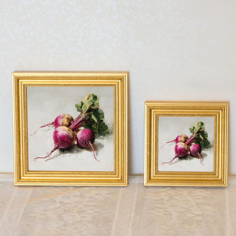 Still Life Carrot Oil Painting: Kitchen Wall Art Decor, Original 5x5 Canvas Artwork