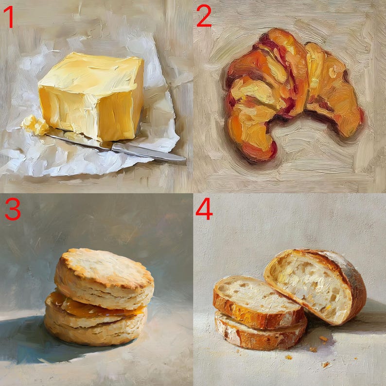 Mini Cheese Still Life Oil Painting: Rustic Kitchen Art in Golden Frame