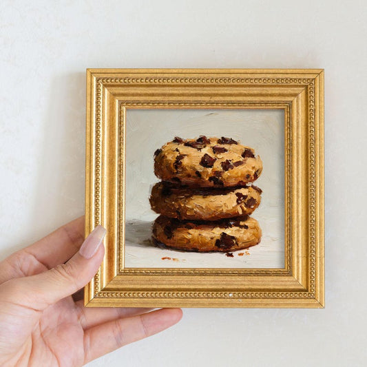 Still Life Cookies Oil Painting: French Kitchen Wall Art Decor,5X5 Canvas Artwork