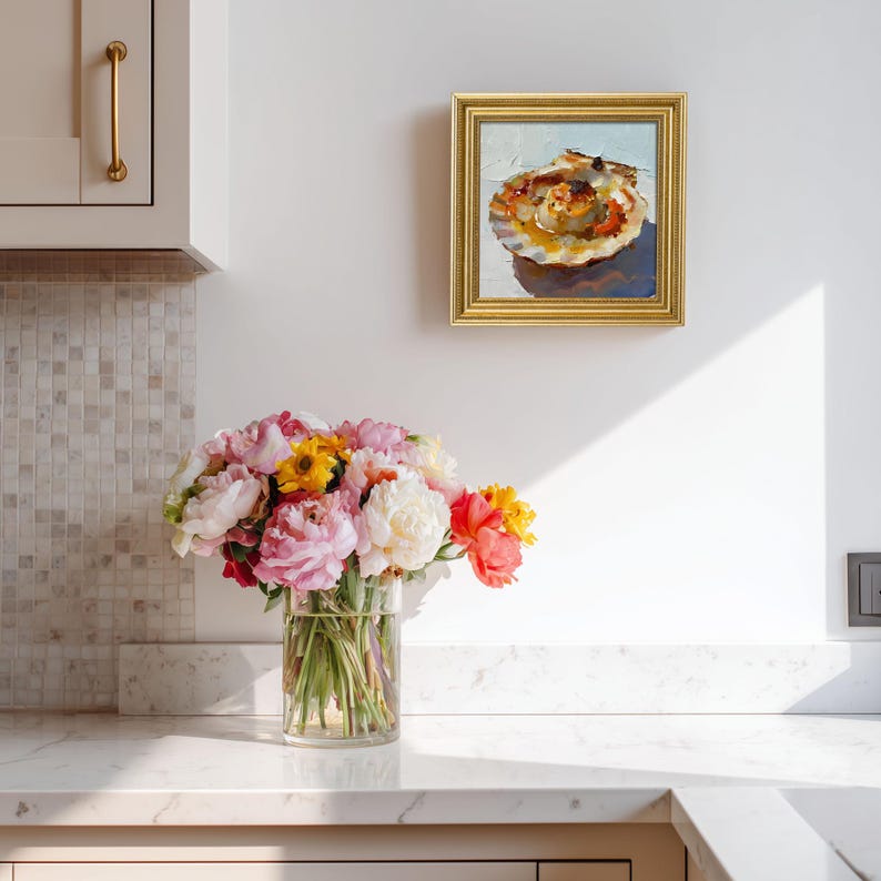 Scallop Still Life Oil Painting: French Kitchen Wall Art