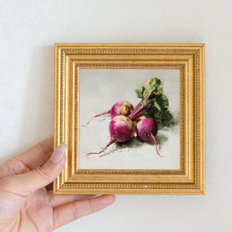 Still Life Carrot Oil Painting: Kitchen Wall Art Decor, Original 5x5 Canvas Artwork
