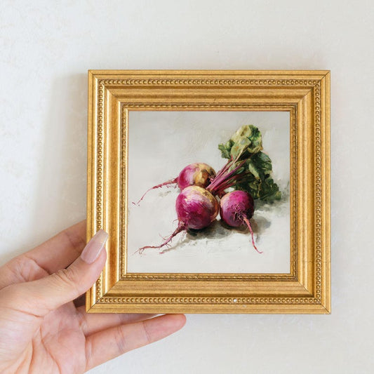 Still Life Carrot Oil Painting: Kitchen Wall Art Decor, Original 5x5 Canvas Artwork