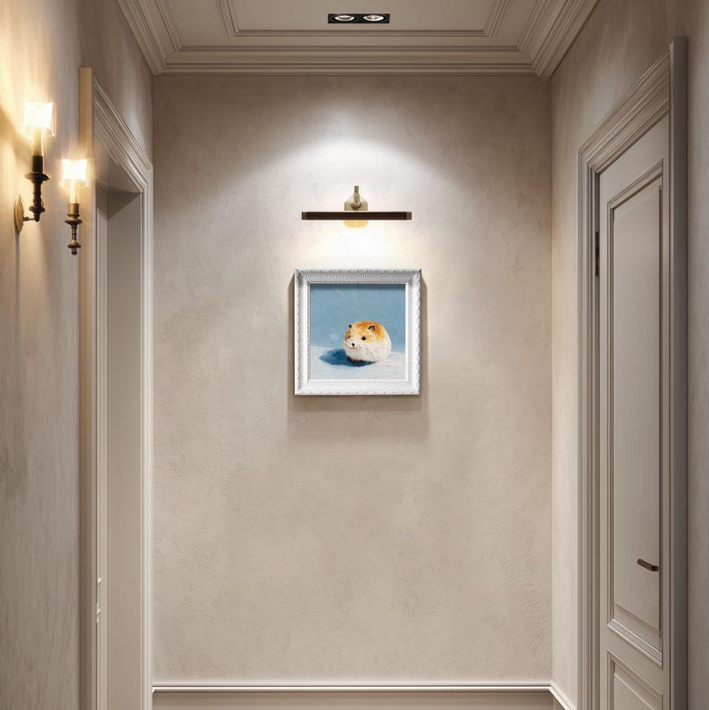 Hand-Painted Hamster Oil Painting: Living Room Wall Art Decor, 5X5 Hamster Portrait Gift