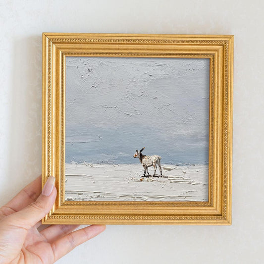 Hand-Painted Freedom Donkey Oil Painting: Living Room Wall Art Decor, 5X5 Housewarming Gift