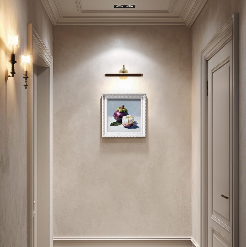 Still Life Mangosteen Oil Painting: Dining Room Wall Art Decor, 5X5 Artwork Gift