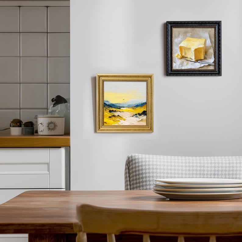 Hand-Painted Miniature Landscape Oil Painting: Living Room Wall Art Decor, Housewarming Gift