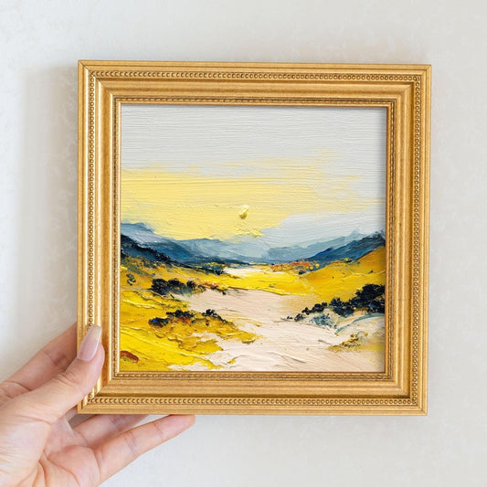 Hand-Painted Miniature Landscape Oil Painting: Living Room Wall Art Decor, Housewarming Gift