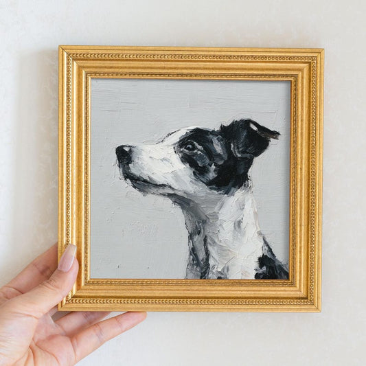 Hand-Painted Border Collie Oil Painting: Living Room Wall Art Decor, Puppy Portrait Gift